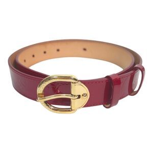 Louis Vuitton Red Vernis Leather Belt Gold Buckle Size 90/36 Made in France
